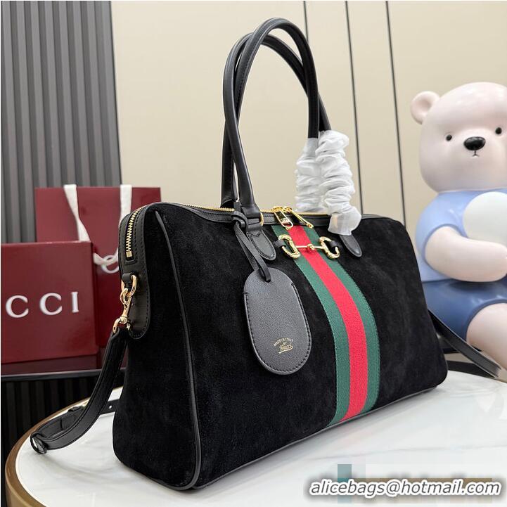 Top Quality Gucci Borsetto Large Boston Bag In Suede 866733 Black 2026