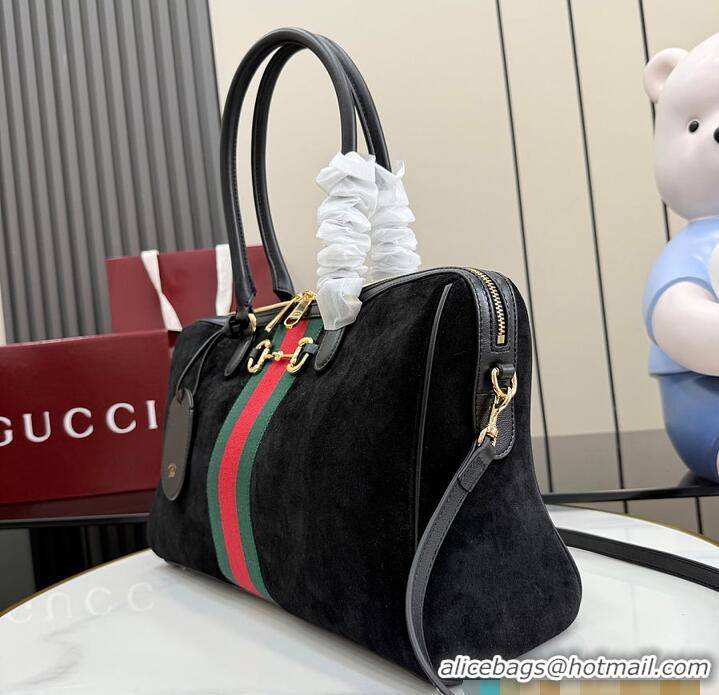 Top Quality Gucci Borsetto Large Boston Bag In Suede 866733 Black 2026