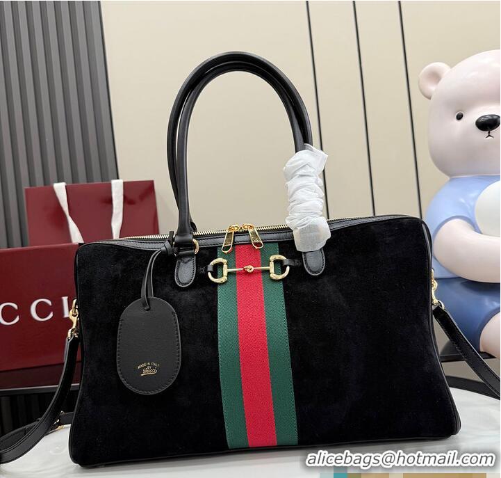 Top Quality Gucci Borsetto Large Boston Bag In Suede 866733 Black 2026