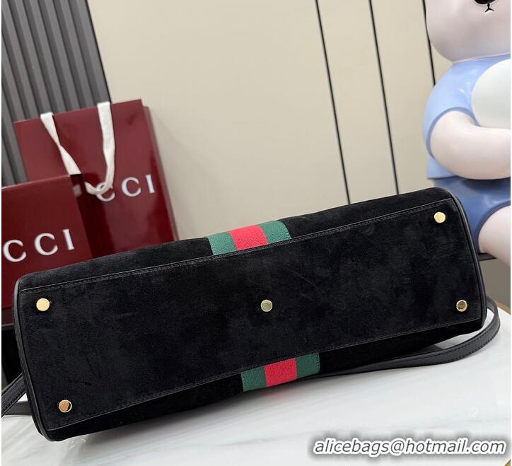 Top Quality Gucci Borsetto Large Boston Bag In Suede 866733 Black 2026