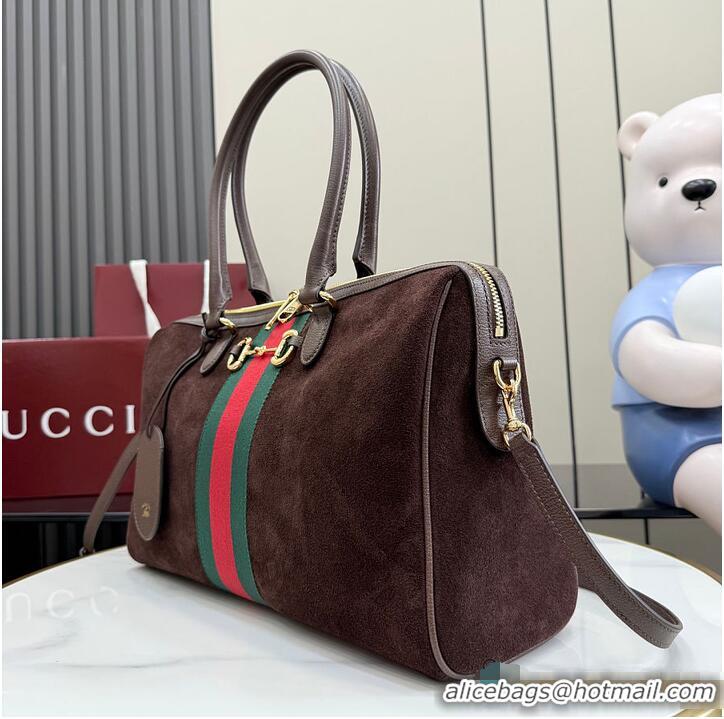 Promotional Gucci Borsetto Large Boston Bag In Suede 866733 Dark Brown 2026