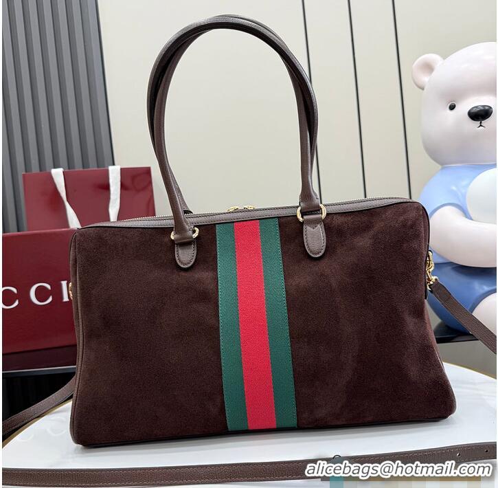 Promotional Gucci Borsetto Large Boston Bag In Suede 866733 Dark Brown 2026
