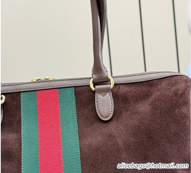 Promotional Gucci Borsetto Large Boston Bag In Suede 866733 Dark Brown 2026