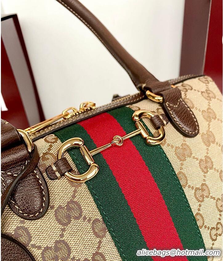 Inexpensive Gucci Borsetto Medium Boston Bag In GG Canvas 866732 Beige/Dark Brown 2026