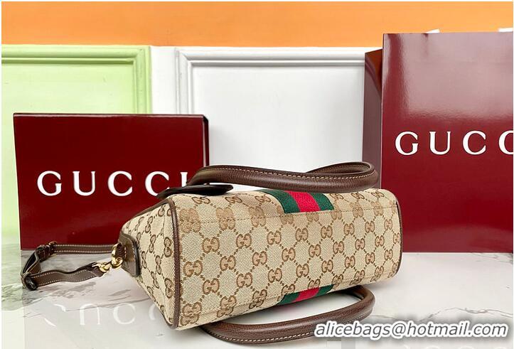 Inexpensive Gucci Borsetto Medium Boston Bag In GG Canvas 866732 Beige/Dark Brown 2026