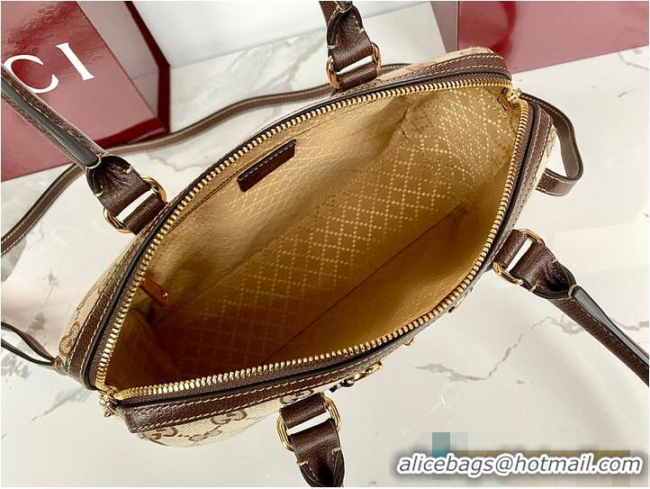 Inexpensive Gucci Borsetto Medium Boston Bag In GG Canvas 866732 Beige/Dark Brown 2026