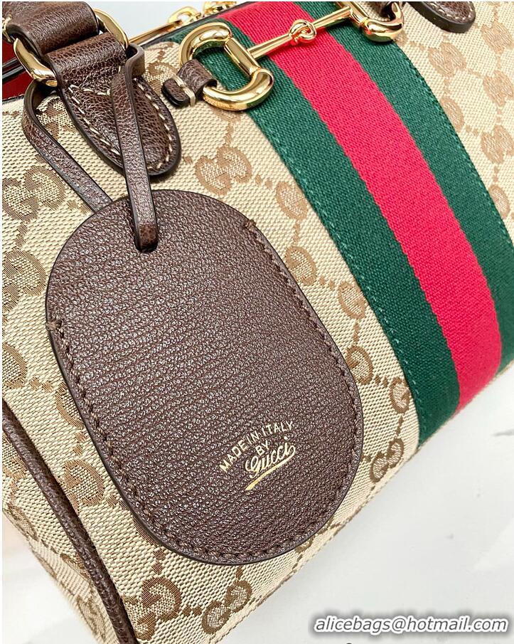 Inexpensive Gucci Borsetto Medium Boston Bag In GG Canvas 866732 Beige/Dark Brown 2026