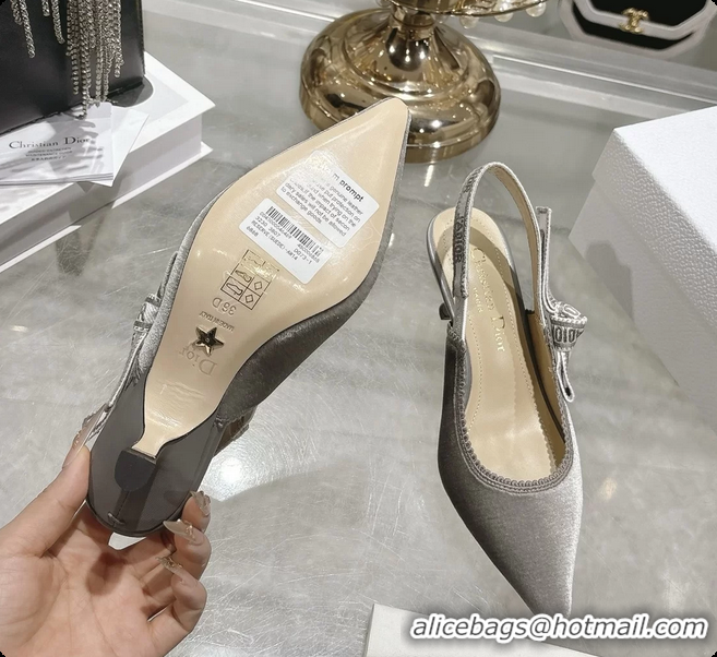 Luxurious Dior Jadior Gray Velvet Slingback Pumps 40MM 6062401