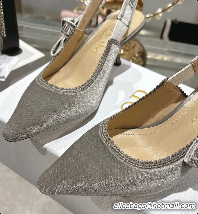 Luxurious Dior Jadior Gray Velvet Slingback Pumps 40MM 6062401