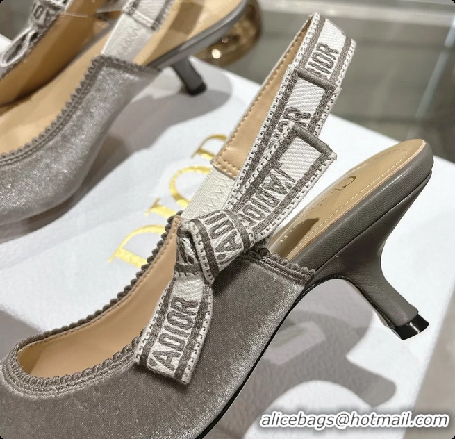 Luxurious Dior Jadior Gray Velvet Slingback Pumps 40MM 6062401