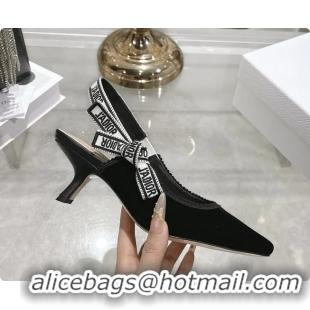 Top Grade Dior Jadior Black Velvet Slingback Pumps 40MM 6062401