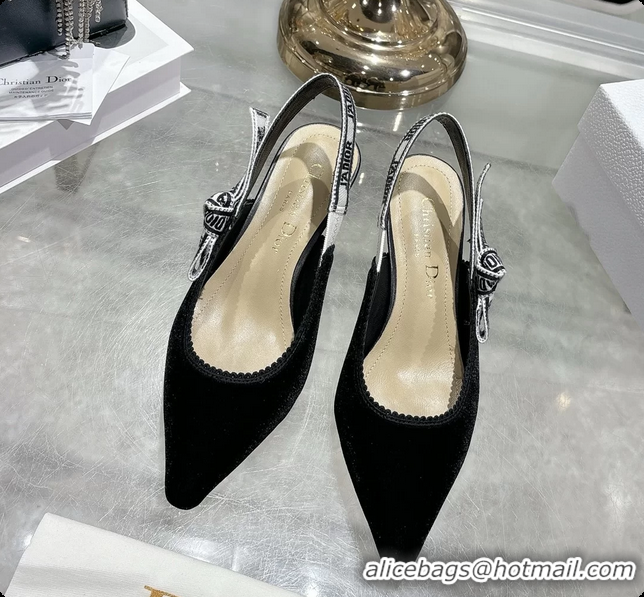 Top Grade Dior Jadior Black Velvet Slingback Pumps 40MM 6062401