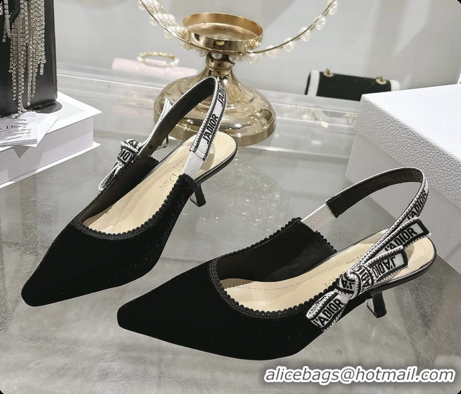 Top Grade Dior Jadior Black Velvet Slingback Pumps 40MM 6062401