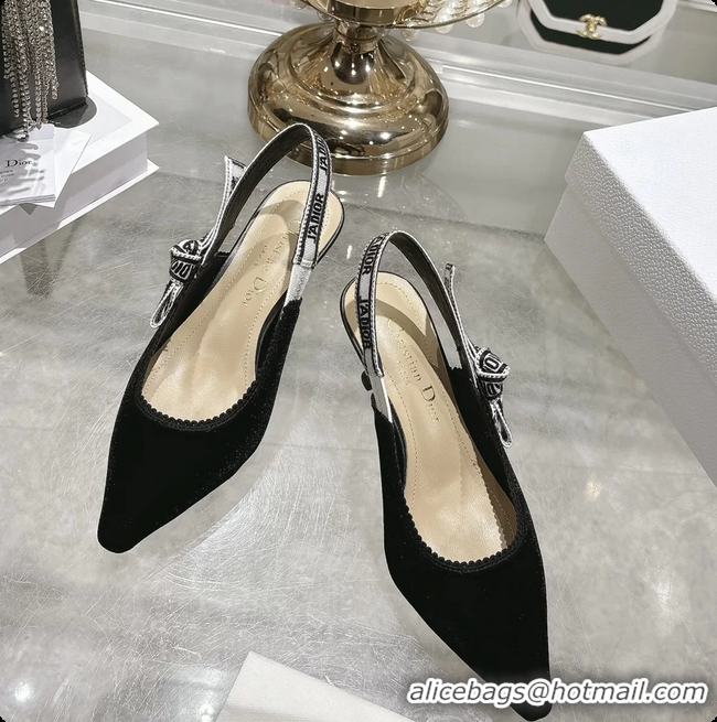 Top Grade Dior Jadior Black Velvet Slingback Pumps 40MM 6062401