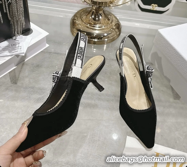 Top Grade Dior Jadior Black Velvet Slingback Pumps 40MM 6062401