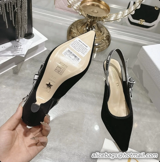 Top Grade Dior Jadior Black Velvet Slingback Pumps 40MM 6062401