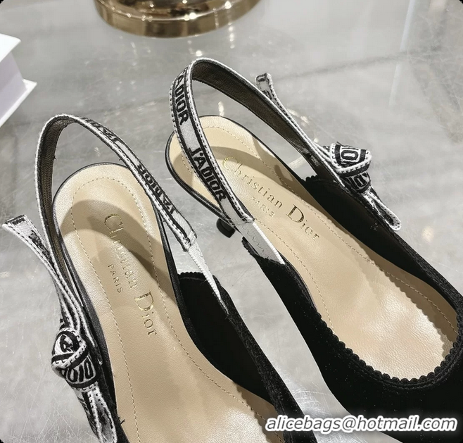 Top Grade Dior Jadior Black Velvet Slingback Pumps 40MM 6062401