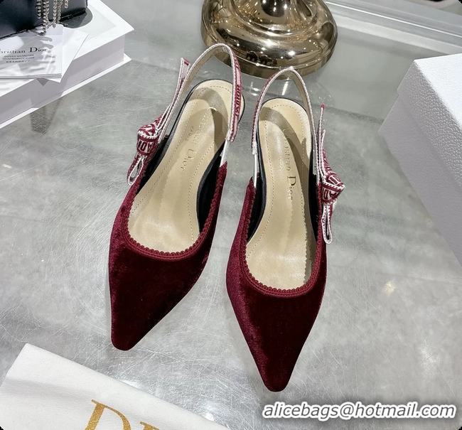 Most Popular Dior Jadior Red Velvet Slingback Pumps 40MM 6062401