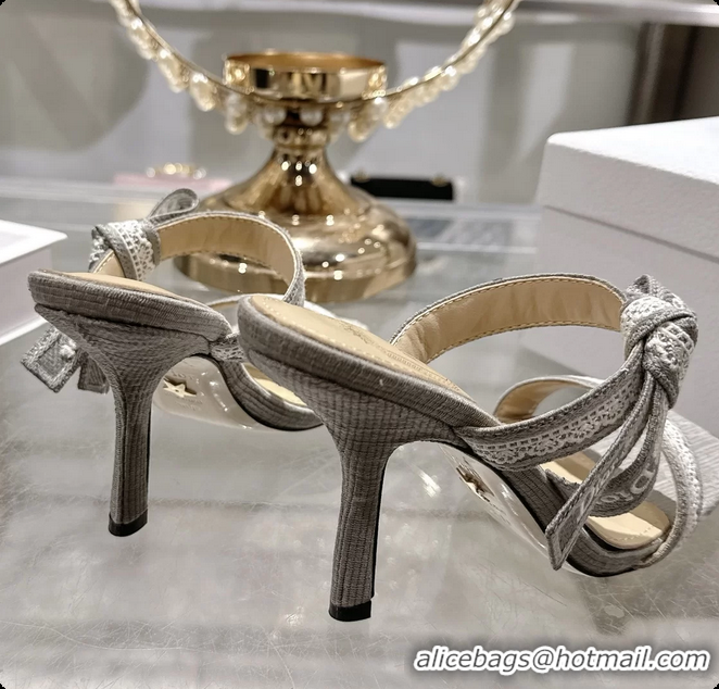 Durable Dior Heeled Sandal with Jadior Straps Gray Embroidered Cotton 75MM 6062402