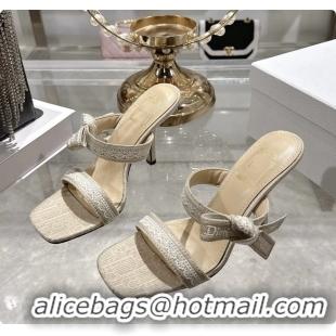 Good Looking Dior Heeled Sandal with Jadior Straps Beige Embroidered Cotton 75MM 6062402