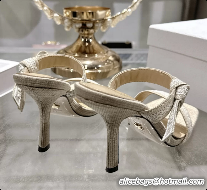 Good Looking Dior Heeled Sandal with Jadior Straps Beige Embroidered Cotton 75MM 6062402