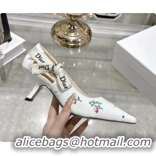 Good Product Dior Dioramour Jadior Pumps White Lambskin Embroidered with Multicolor Doves Roses Motif 45MM 6062403