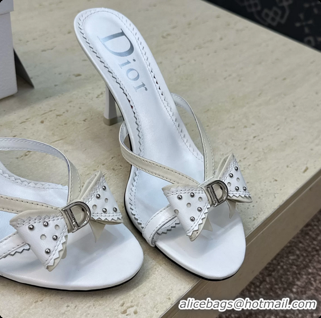 Discount Dior White Leather Bowknot High Heeled 70MM 6062405
