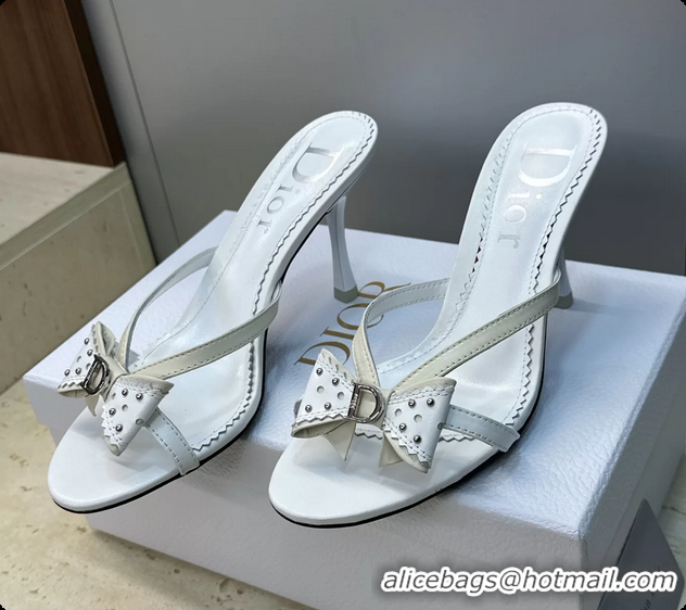 Discount Dior White Leather Bowknot High Heeled 70MM 6062405