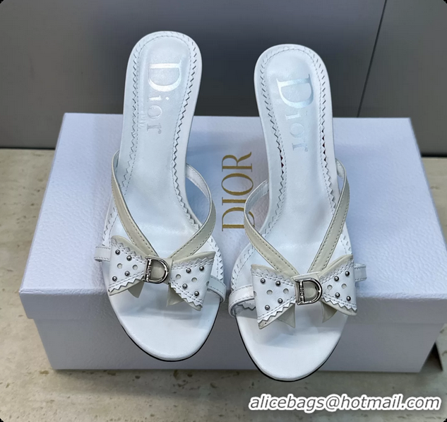 Discount Dior White Leather Bowknot High Heeled 70MM 6062405