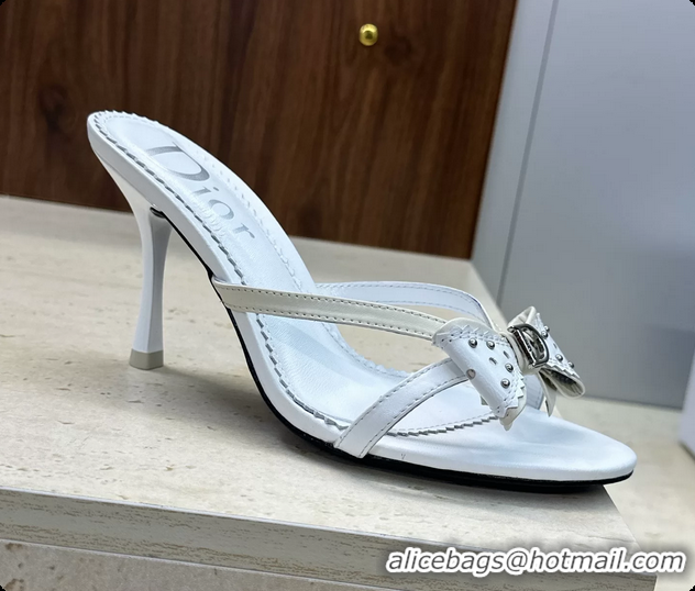Discount Dior White Leather Bowknot High Heeled 70MM 6062405