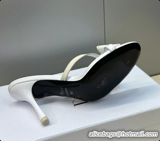 Discount Dior White Leather Bowknot High Heeled 70MM 6062405