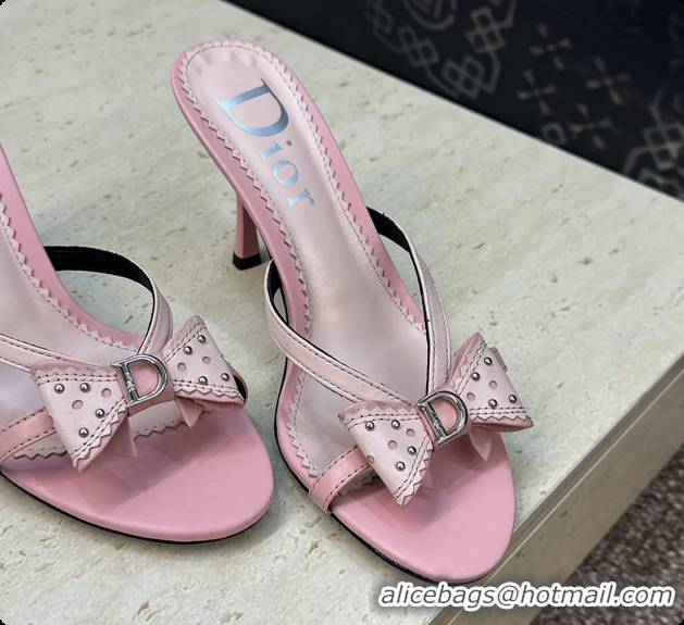 Good Product Dior Pink Leather Bowknot High Heeled 70MM 6062405