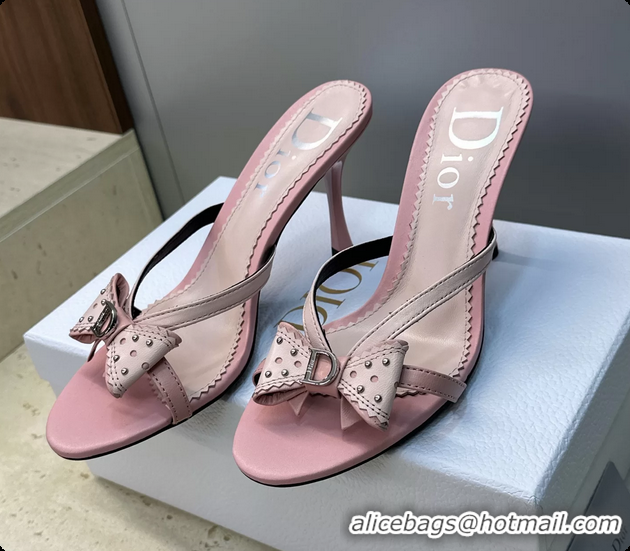 Good Product Dior Pink Leather Bowknot High Heeled 70MM 6062405