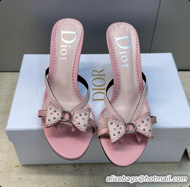 Good Product Dior Pink Leather Bowknot High Heeled 70MM 6062405