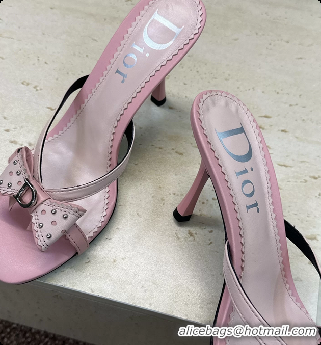Good Product Dior Pink Leather Bowknot High Heeled 70MM 6062405