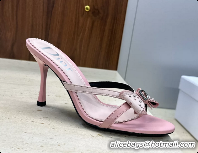Good Product Dior Pink Leather Bowknot High Heeled 70MM 6062405