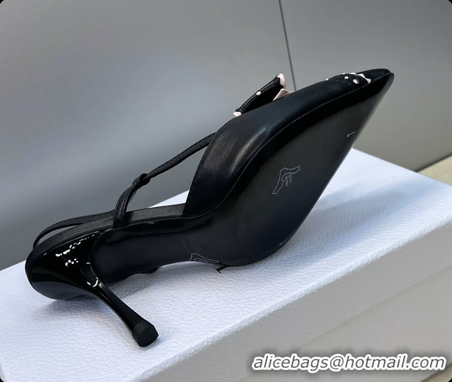 Trendy Design Dior Black Leather Bowknot Slingback Pumps 70MM 6062406