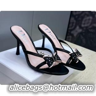 Charming Dior Black Leather Bowknot High Heeled 70MM 6062407