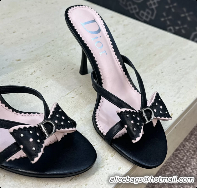 Charming Dior Black Leather Bowknot High Heeled 70MM 6062407