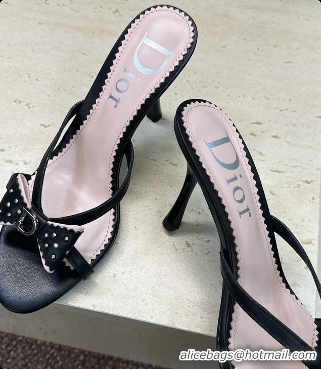 Charming Dior Black Leather Bowknot High Heeled 70MM 6062407