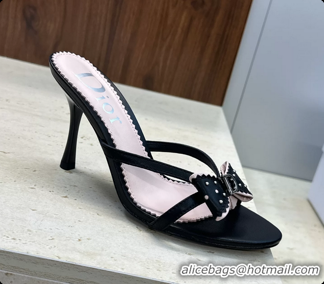 Charming Dior Black Leather Bowknot High Heeled 70MM 6062407