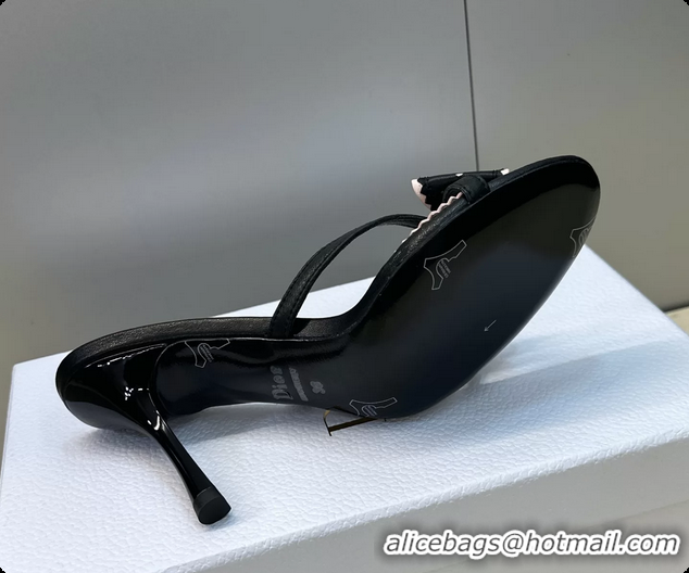 Charming Dior Black Leather Bowknot High Heeled 70MM 6062407