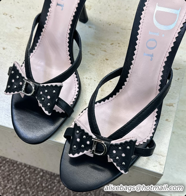 Charming Dior Black Leather Bowknot High Heeled 70MM 6062407