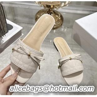 Good Quality Dior Cannage Flat Slide Sandals Shoes White Quilted Cannage Lambskin 6062409