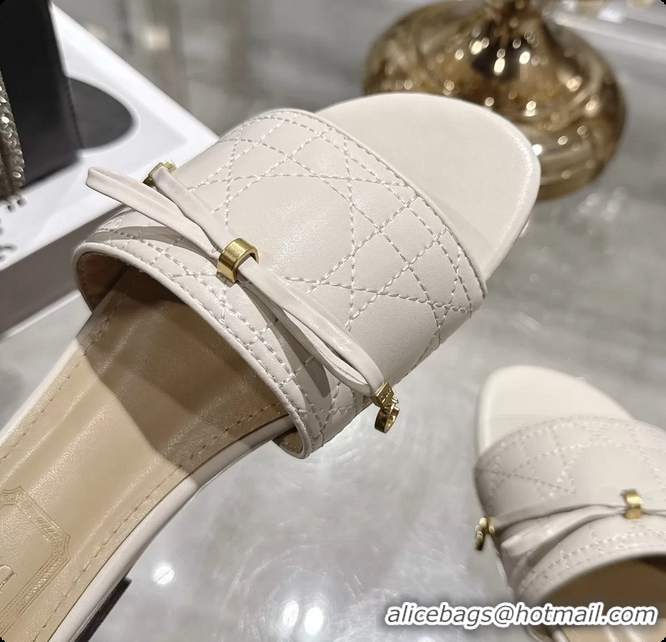 Good Quality Dior Cannage Flat Slide Sandals Shoes White Quilted Cannage Lambskin 6062409