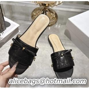 Luxury Dior Cannage Flat Slide Sandals Shoes Black Quilted Cannage Lambskin 6062409