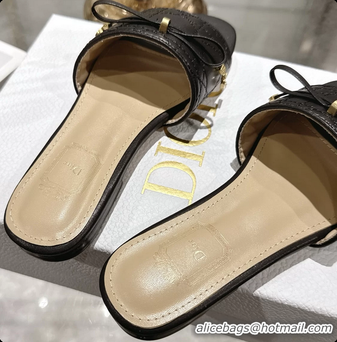 Luxury Dior Cannage Flat Slide Sandals Shoes Black Quilted Cannage Lambskin 6062409