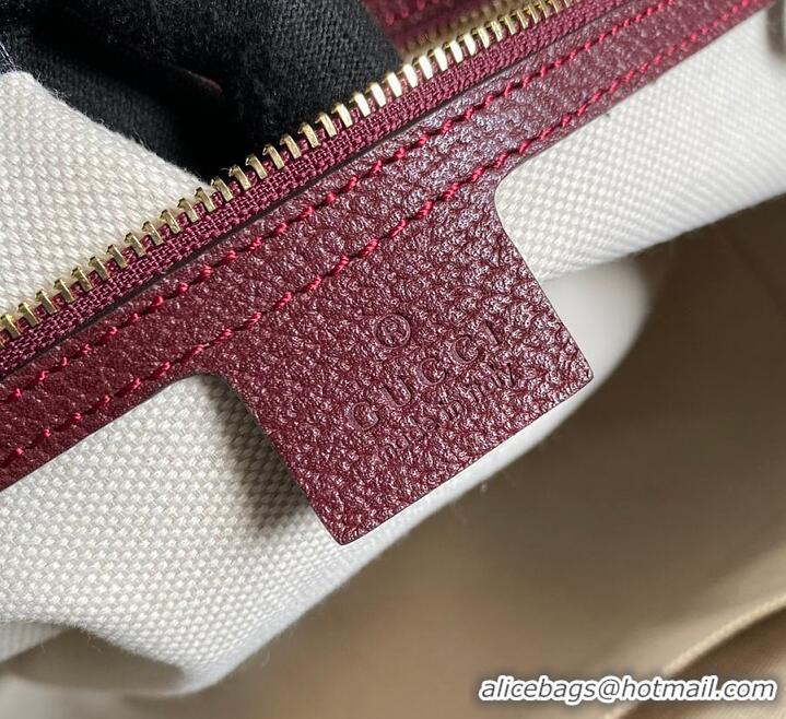 Top Quality Gucci Ophidia Medium Tote With Web In GG Canvas 631685 Burgundy