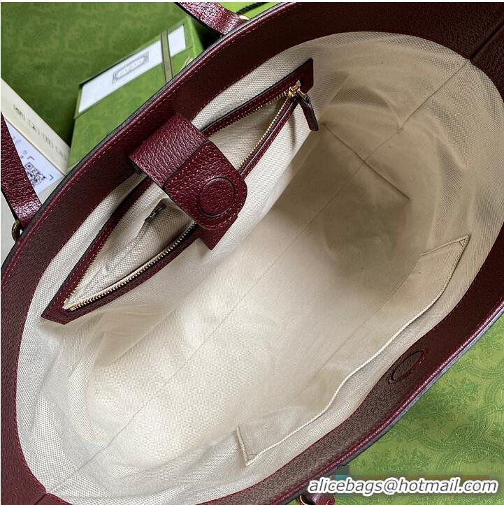 Top Quality Gucci Ophidia Medium Tote With Web In GG Canvas 631685 Burgundy