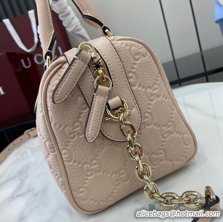 Famous Brand Gucci GG Leather Emblem Small Top Handle Bag 815255 Beige 2026